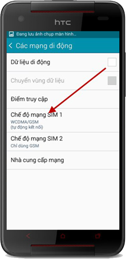 Chọn chế độ mạng sim 1