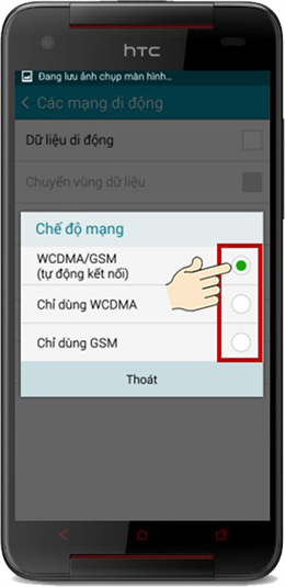 Chọn chế độ WCDMA/GSM