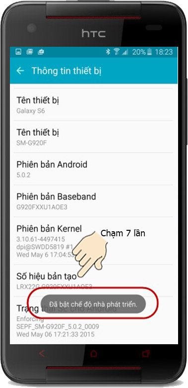 Chạm số hiệu bản tạo 7 lần để kích hoạt