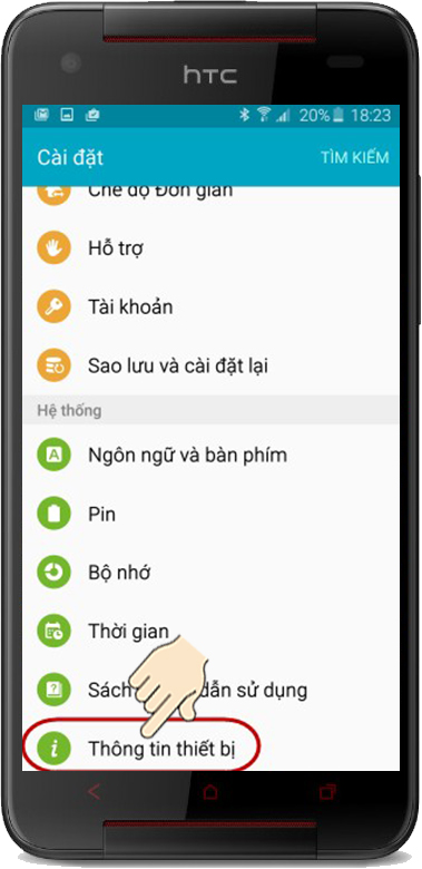 Chọn thông tin thiết bị