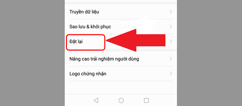 Nhấn chọn Đặt lại