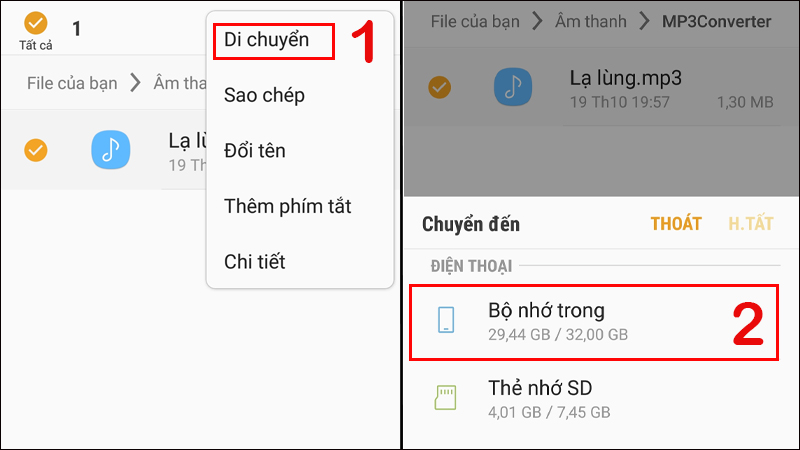 Di chuyển vào Bộ nhớ trong