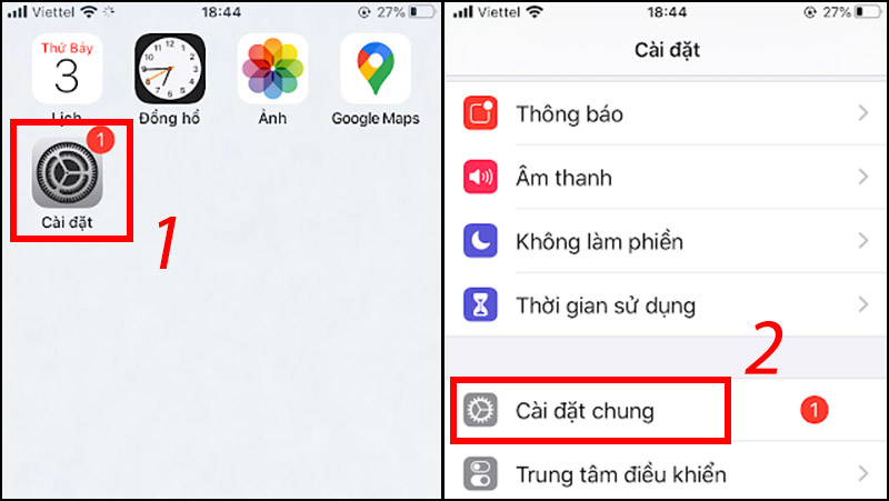 Vào mục Cài đặt chung trong phần Cài đặt