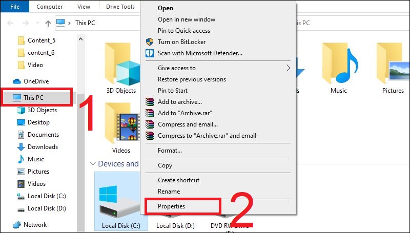 Nhấn chuột phải vào ổ đĩa bất kỳ trong This PC