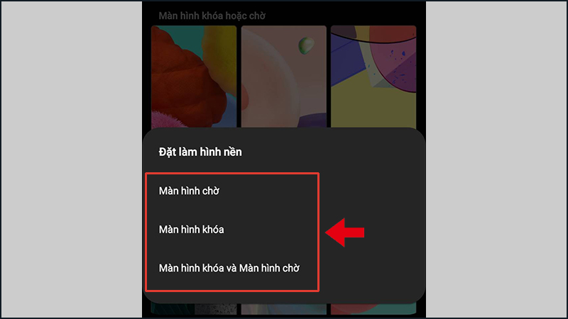 Chọn 1 tùy chọn đặt hình nền bạn muốn