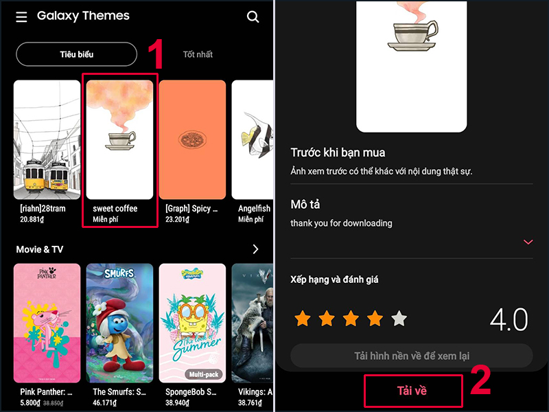 Tải về hình nền bạn thích trên Cửa hàng Galaxy Themes