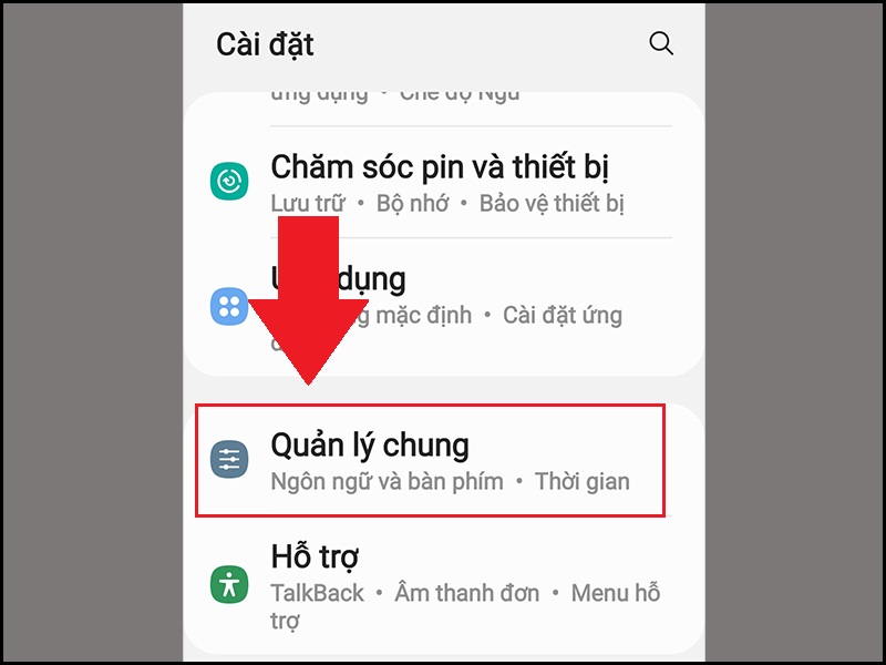 Mở Quản lý chung
