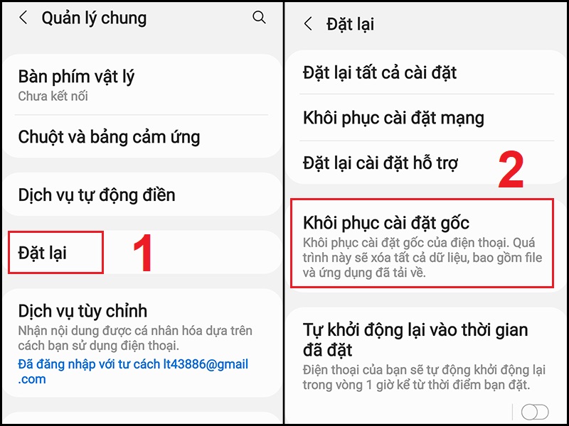 Khôi phục cài đặt gốc trên điện thoại Android