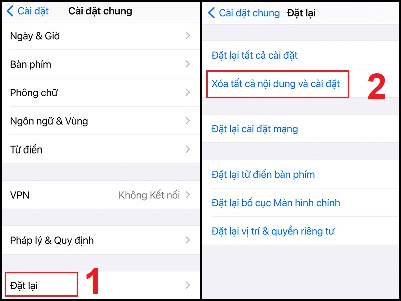 Khôi phục cài đặt gốc trên iPhone