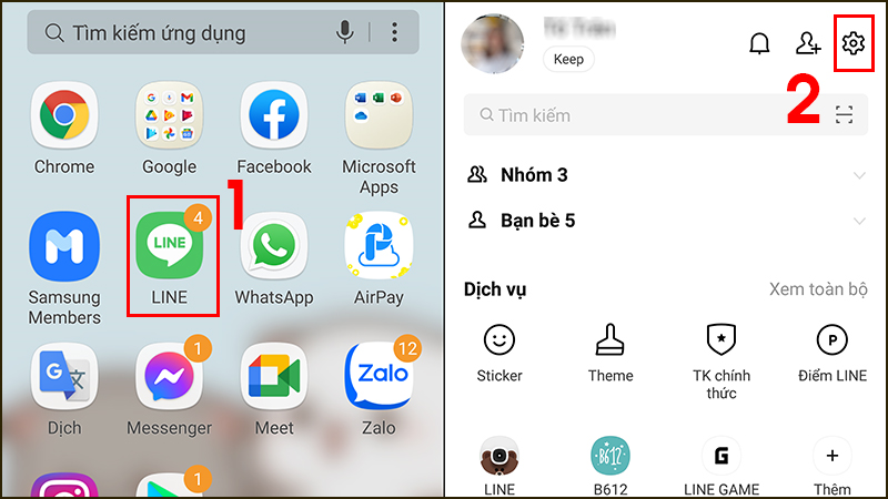 Vào mục cài đặt của ứng dụng LINE