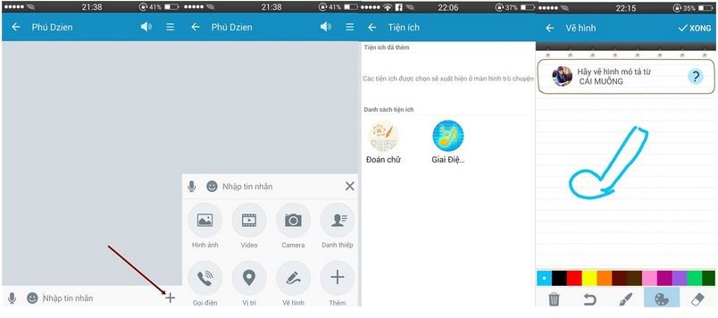 Vẽ hình đoán chữ trên Zalo