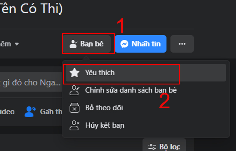 Vào trang Facebook cá nhân của người đó trên máy tính và nhấn Yêu thích