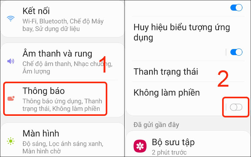 Tắt chế độ không làm phiền