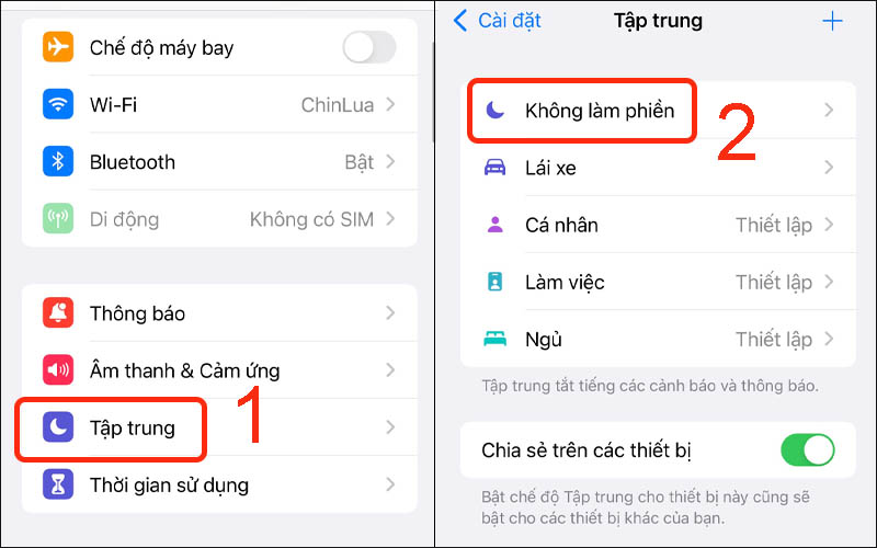 Chọn Không làm phiền