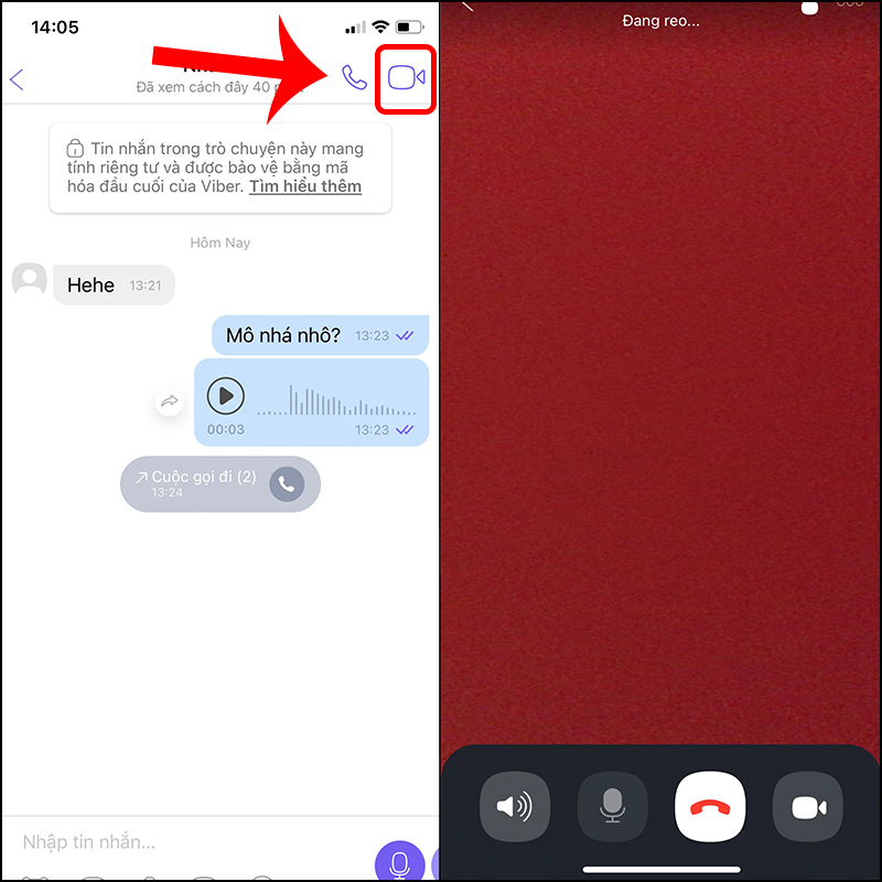 Nhấn vào biểu tượng Video để gọi video
