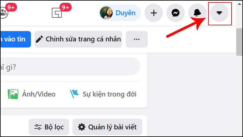 Nhấn vào biểu tượng mũi tên ở trên cùng bên phải