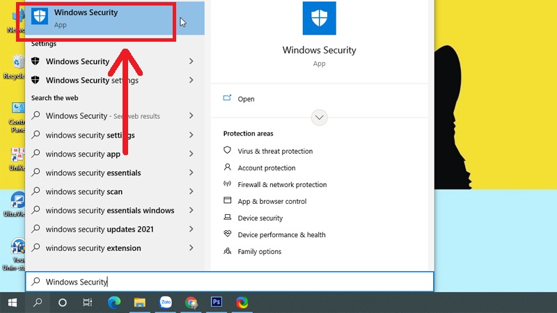 Tìm và sử dụng Windows Security hoặc phần mềm diệt virus bạn có
