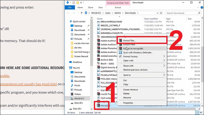 Nhấn chuột phải vào file vừa tải và chọn Extract file để giải nén