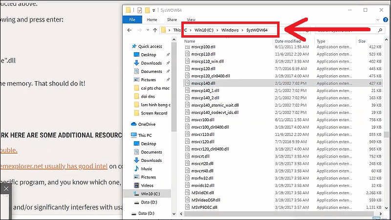 Truy cập đường dẫn chứa file MSVCP140.dll từ máy tính ổn định