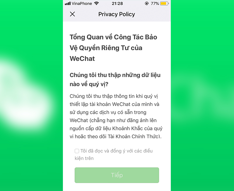 Cần đọc kỹ chính sách bảo mật của Wechat trước khi sử dụng