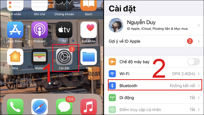 Vào Cài đặt (Settings) trên iPhone, chọn Bluetooth