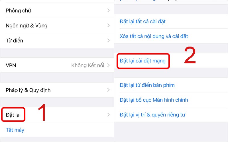 Đặt lại cài đặt mạng cho iPhone