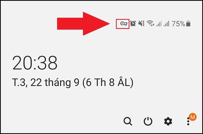 Biểu tượng chìa khóa trên thanh trạng thái điện thoại Samsung