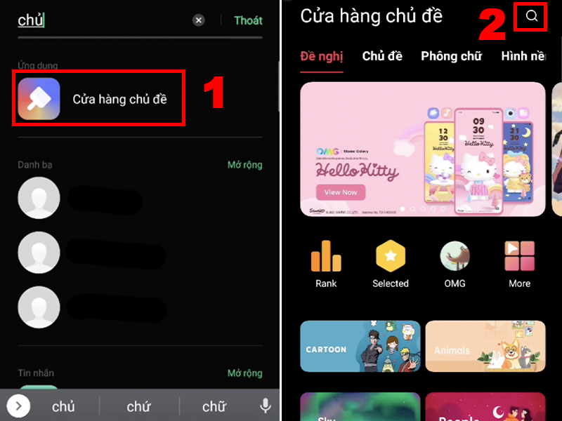 Nhấn vào thanh tìm kiếm