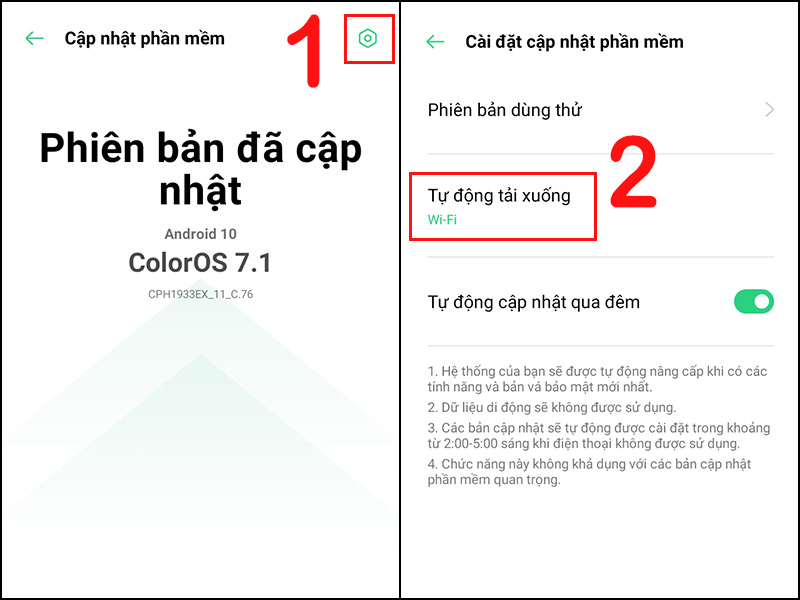 Nhấn biểu tượng bánh răng góc phía trên góc phải, chọn Tự động tải xuống