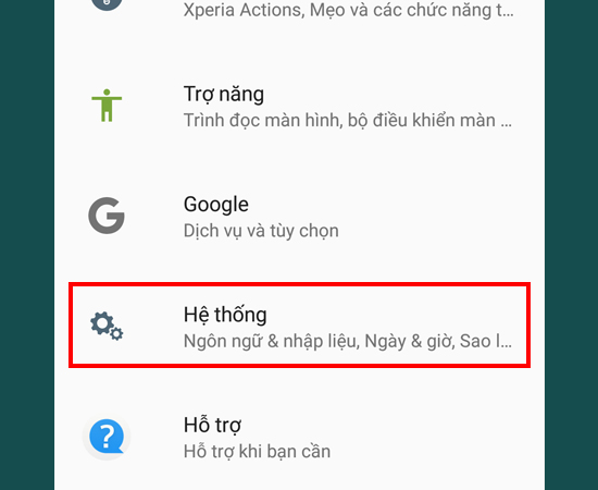 Bước 2: Chọn Hệ thống.