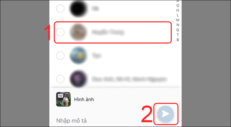 Chọn Zalo để chia sẻ