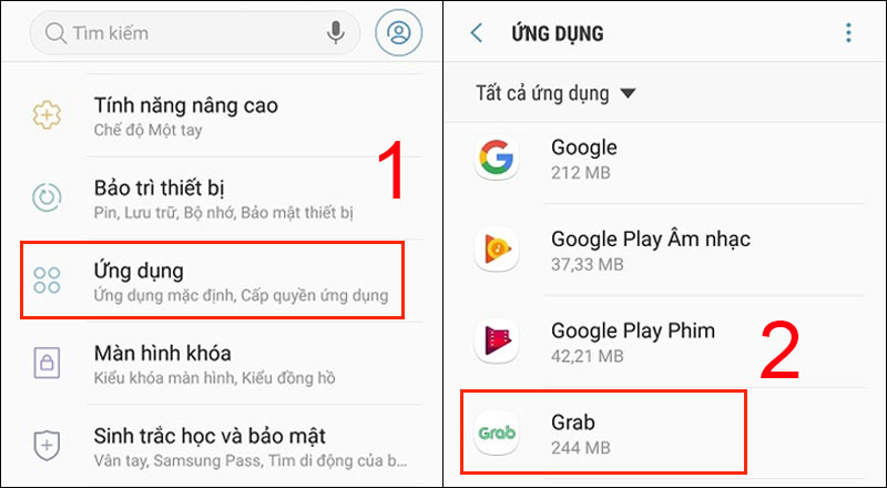 Chọn ứng dụng mà bạn muốn di chuyển dữ liệu 