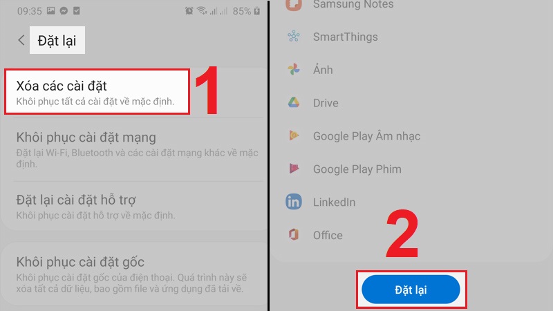 Khôi phục cài đặt điện thoại về mặc định