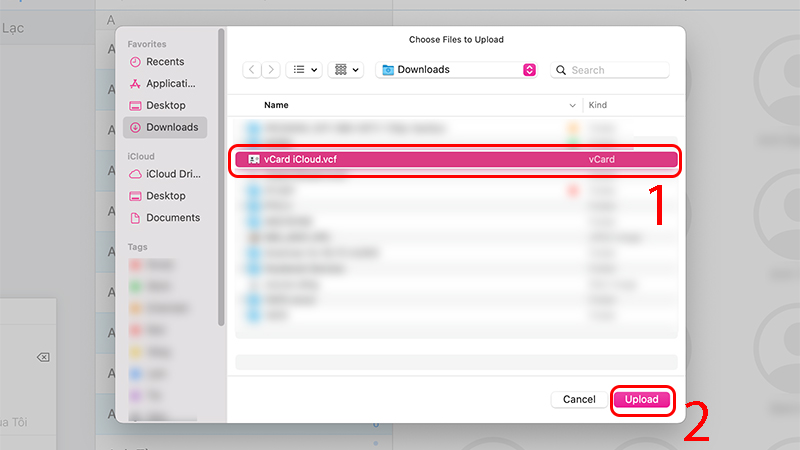 Nhập file vCard trên máy tính và chờ danh bạ được đồng bộ lên iCloud