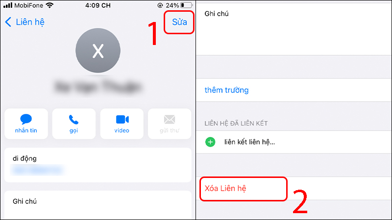 Cách xóa một liên hệ trên iPhone