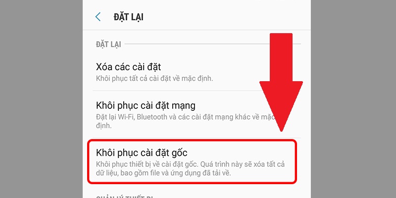 Khôi phục cài đặt gốc điện thoại