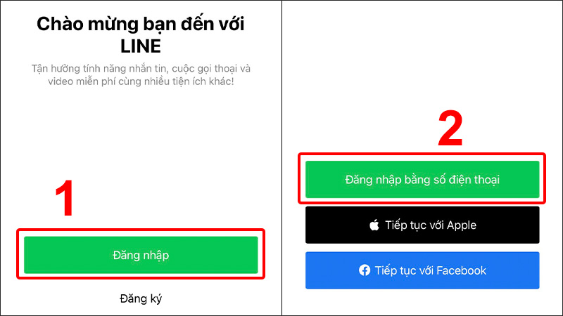 Nhấn vào Đăng nhập và chọn Đăng nhập bằng số điện thoại