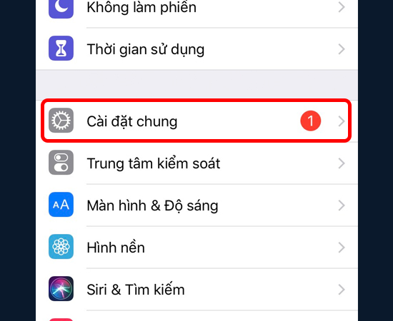 Bước 2: Chọn Cài đặt chung.