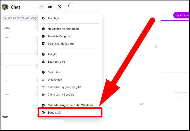 Đăng xuất Messenger trên máy tính