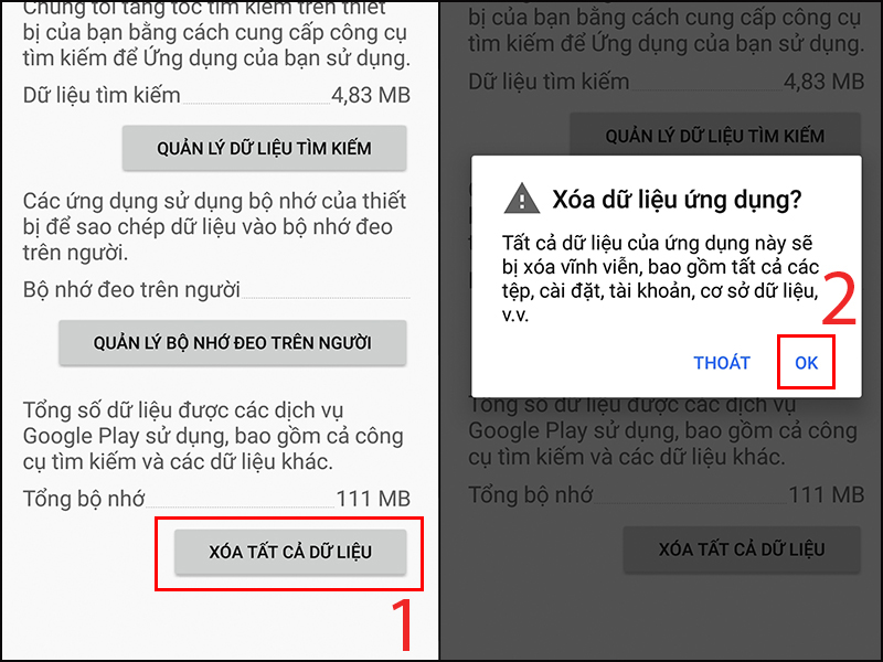 Xóa tất cả dữ liệu để tắt tạm thời dịch vụ Google Play