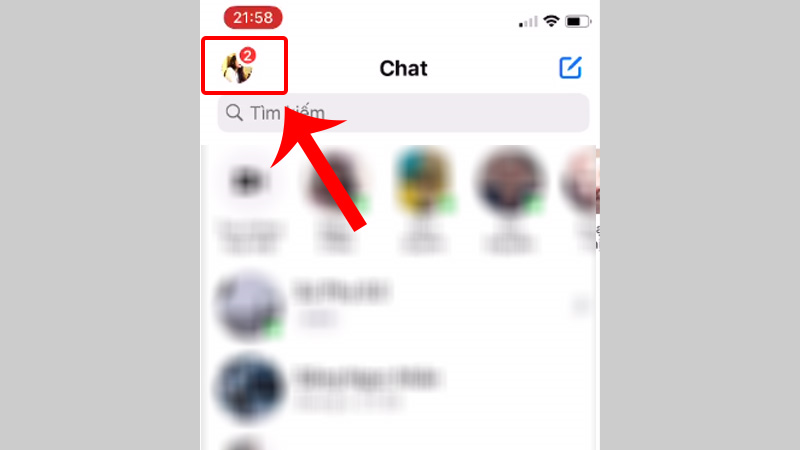 Vào ứng dụng Messenger và chọn icon để cài đặt tài khoản