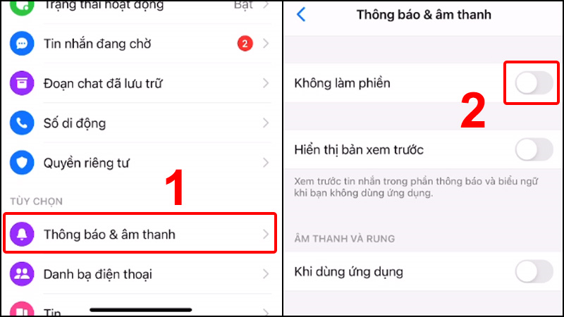 Tắt tính năng không làm phiền