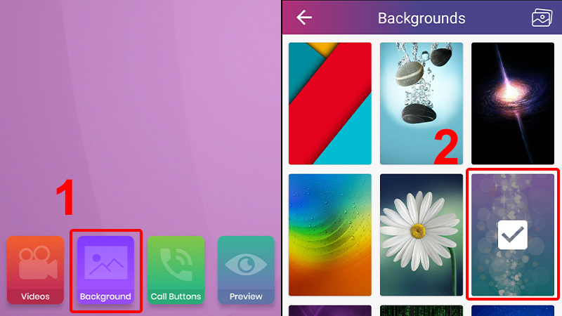 Vào Background và thiết lập Hình ảnh của giao diện
