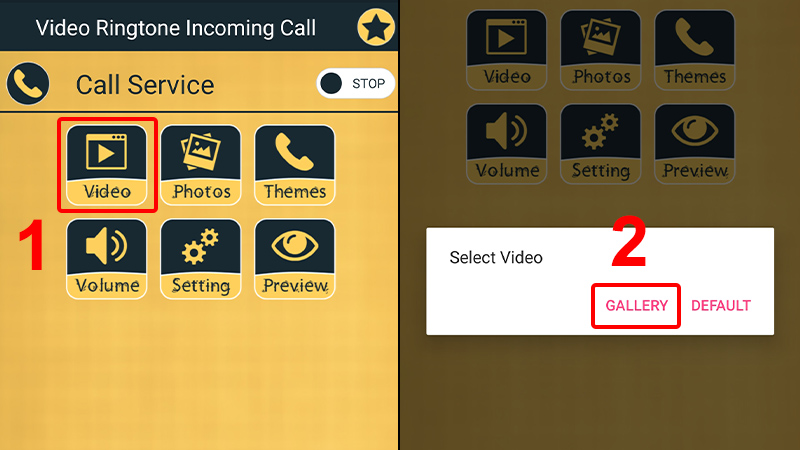 Nhấn vào Video và chọn GALLERY