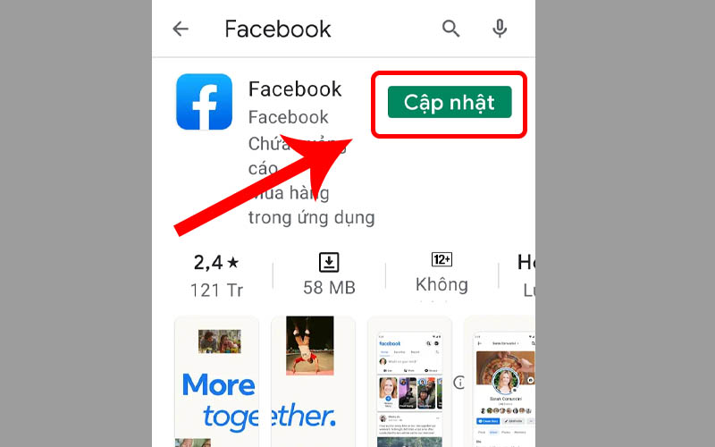 Cập nhật Facebook trên CH Play