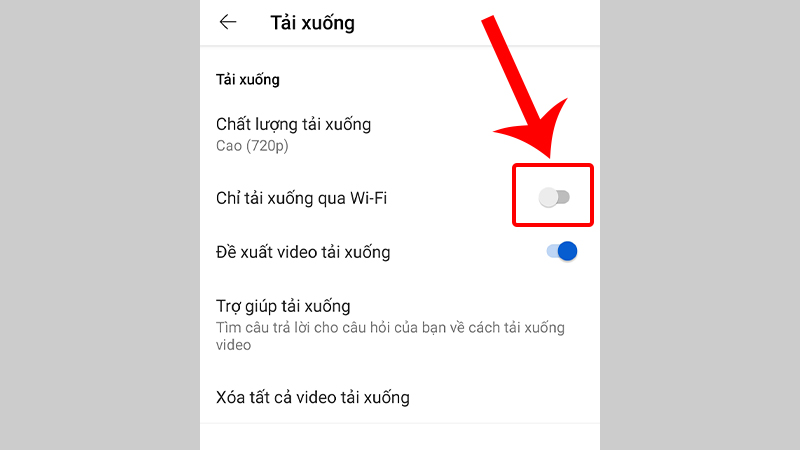 Tắt mục Chỉ tải xuống qua WiFi để có thể tải video bằng 3G