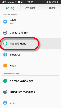 Chọn Mạng di động