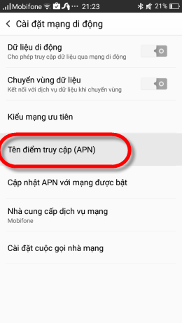 Chọn Tên điểm truy cập