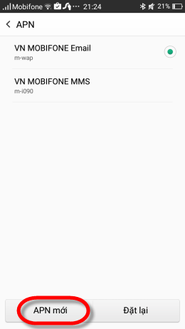 Chọn APN mới