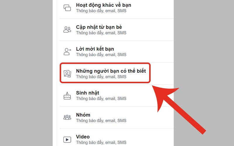 Click chọn Những người bạn có thể biết